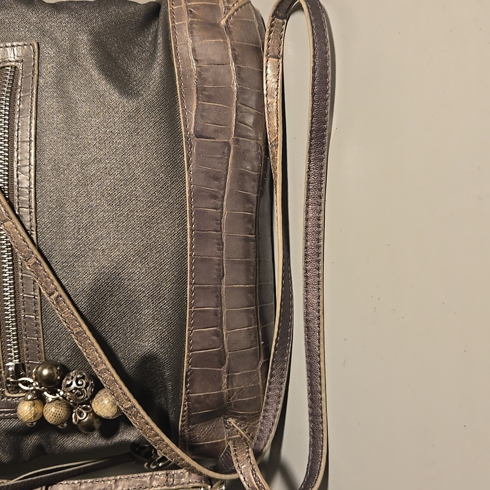 Brighton Crossbody Croc Embossed Nylon Gray - Picture 10 of 10